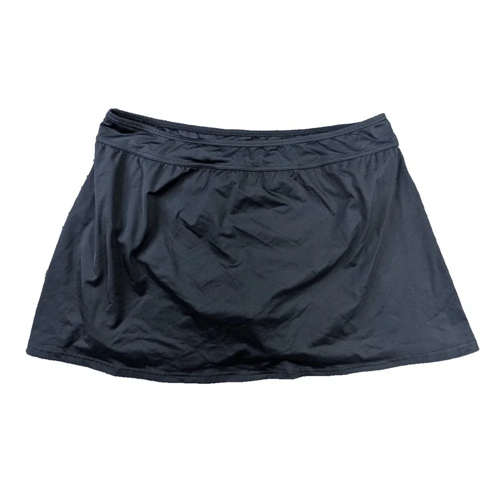 Lands End Swim Skirt Bottoms Women 16W Black Attached Briefs Beach Pool Vacation
